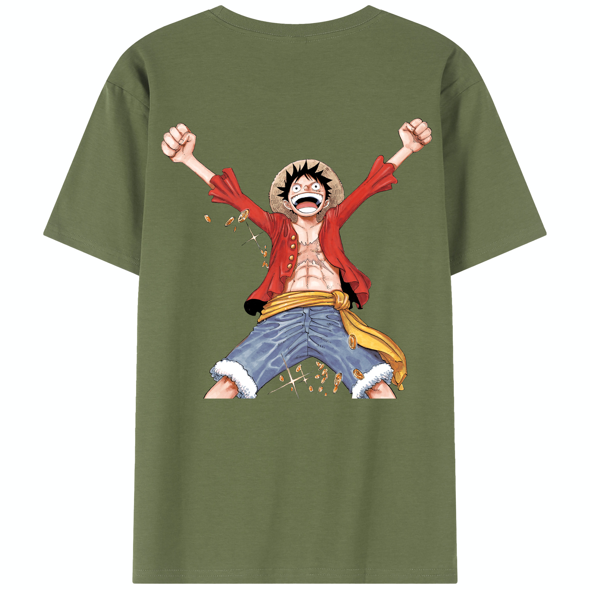 ワンピース モンキー・D・ルフィ ONE PIECE Monkey D. Luffy 綿100％半袖Tシャツ（背面プリント）